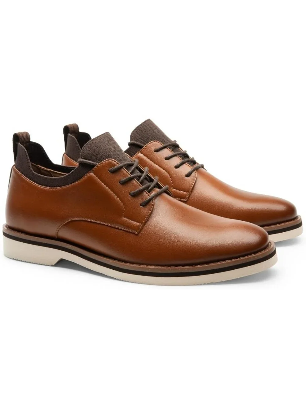 Men's Brown Comfortable Lace Up Faux Leather Lightweight Oxford Dress Shoes